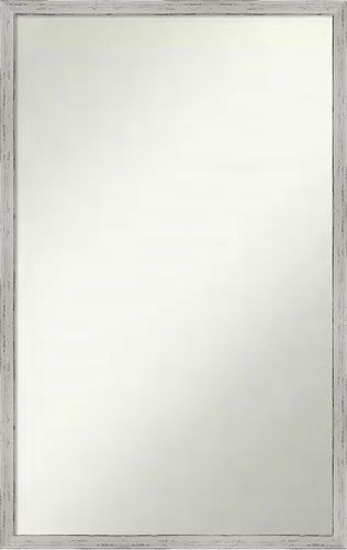 Vista 129 de Amanti Art Espejo de baño blanco para sobre el fregadero, 22 x 45 pulgadas, espejo de tocador rectangular blanco Lucie, marco de madera moderno