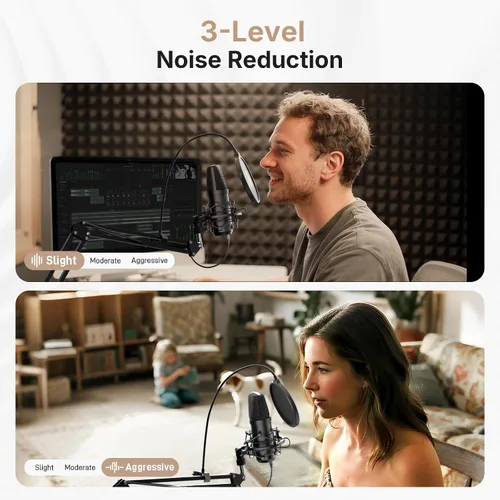 Vista 5 de MAONO A04 Gen2 & MH601 Podcast Microphone with Studio Headphone Bundle USB/XLR Condenser 192kHz/24Bit Cardioid Metal Mic with Software Pro Sound