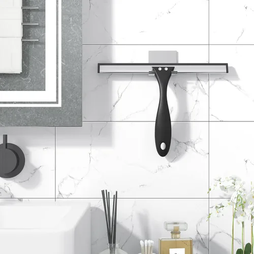 Vista 6 de AmazerBath Escobilla para puerta de cristal de ducha, escobilla de ducha para puertas de cristal, escobilla multiusos con gancho para puertas