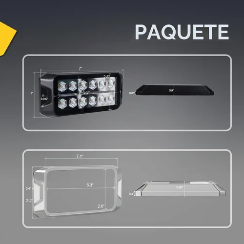Vista 6 de Agrieyes Luces estroboscópicas ámbar 2 en 1, con luz de posición roja, luces intermitentes de base de aluminio para vehículos de rescate, luces LED