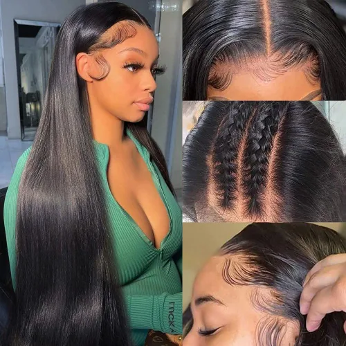 Vista 12 de Subella 12A Pelucas de encaje frontal HD de cabello humano con línea capilar prearrancada con cabello recién nacido, densidad de 180, 13x5, cabello