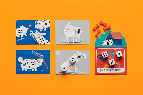 Vista 2 de Juego de dados CMYK Spots – ¡Un juego sobre tirar dados, aumentar tu suerte y perros!