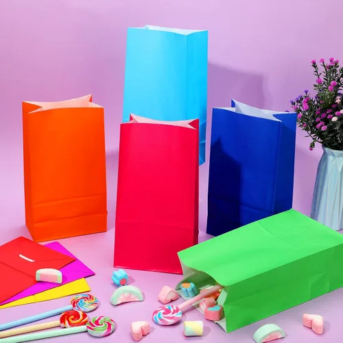 Vista 4 de Zhehao 120 bolsas envueltas de color sólido para fiestas, 12 colores, pequeñas bolsas de papel de regalo para cumpleaños, baby shower, boda