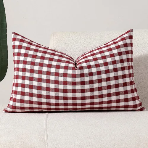 Vista 52 de vctops Fundas de almohada decorativas a cuadros azules de 12 x 20 pulgadas, funda de cojín lumbar de guingán para sofá, dormitorio