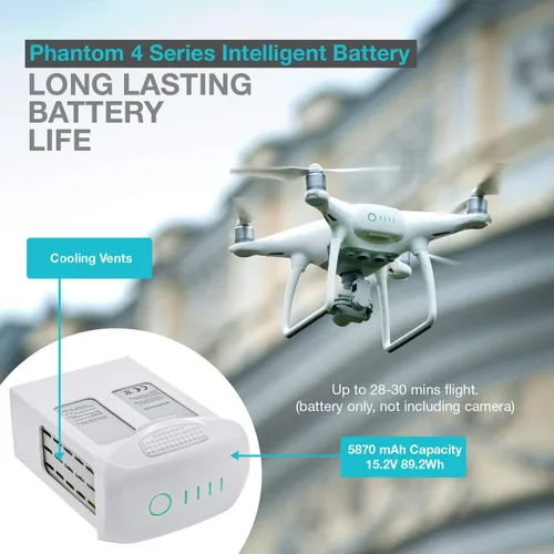 Vista 7 de ExpertPower Hélices 9455S para drones DJI Phantom serie 4 Hoja autoapretable, de bajo ruido, liberación rápida (2 hélices + 2 baterías)