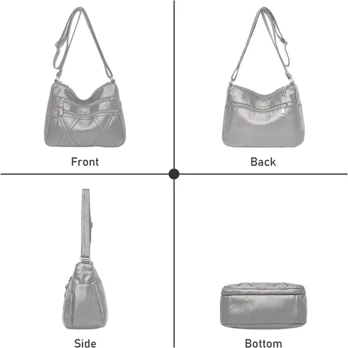 Vista 3 de Bolso cruzado para mujer, bolso de hombro ligero para mujer, de piel sintética, bolso de mensajero con múltiples bolsillos
