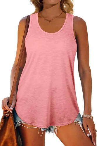 Vista 4 de XIEERDUO Camiseta sin mangas con espalda cruzada para mujer ajuste holgado cuello en U