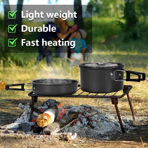 Vista 2 de aiGear Camping Cooking Set Cookware Mess Kit with Storage Bag Pot Pan Set Camping Accessories for Outdoor Camping Hiking Picnic Portable and