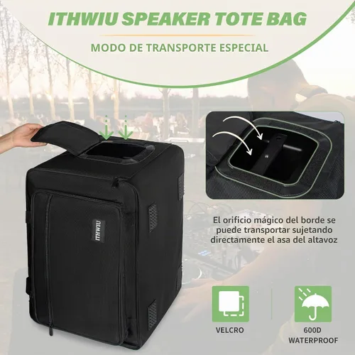 Vista 5 de Bolsa de transporte para altavoces con esponja gruesa para gabinetes de altavoces compactos de 8 pulgadas; resistente se adapta a QSC K8, Yamaha