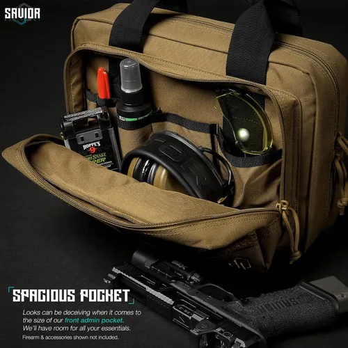 Vista 5 de Savior Equipment Specialist Series Tactical Double Scoped Handgun Firearm Case Pistol Bag For Outdoor Hunting Shooting Range, Lockable Compartment