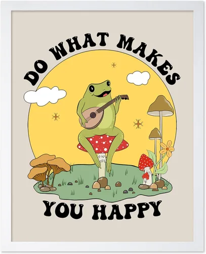Vista 24 de Poster Master All That Is Meant To Be Poster - Retro Frog on Mushroom Print - Meditation Art - Motivational Design - Preppy Print - Trendy Decor