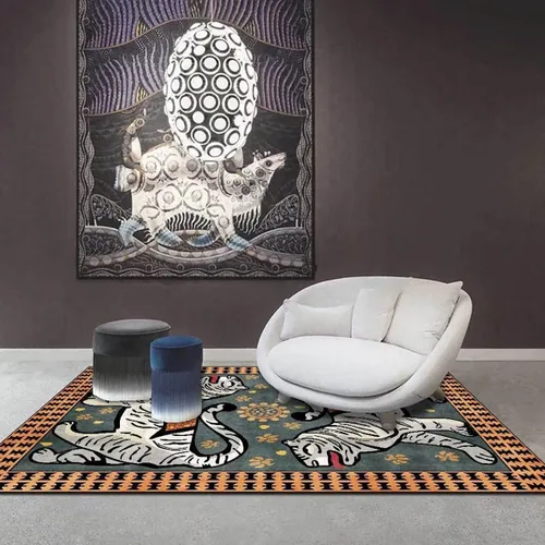 Vista 15 de Alfombra vintage de estilo bohemio con diseño de tigre para puerta de baño, 2 x 3 pies, alfombra pequeña para dormitorio, lavable, tapete de tigre