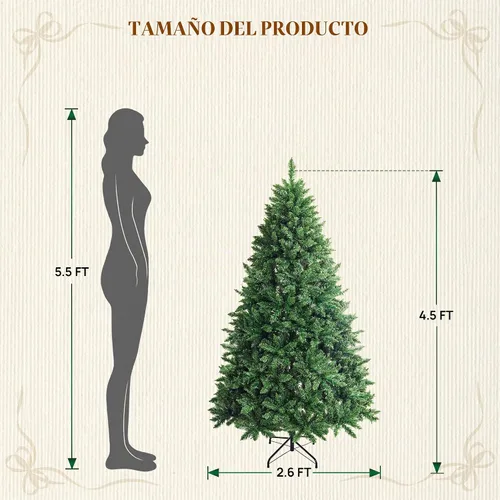 Vista 4 de HOLLO STAR Árbol de Navidad preiluminado de 4.5 pies, luces RGBW multicolor Control de aplicación, árbol de Navidad artificial con 197 luces LED
