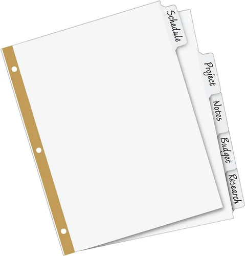 Vista 5 de Separadores de escritura con pestañas laminadas borrables (5/juego) [Juego de 5]