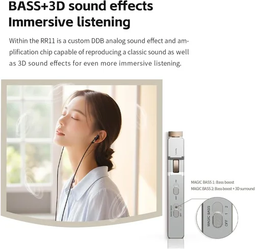 Vista 9 de FiiO RR11 Receptor de radio estéreo portátil HiFi FM con sintonización analógica PVR, efectos de sonido BASS+3D, 64MHz-108MHz