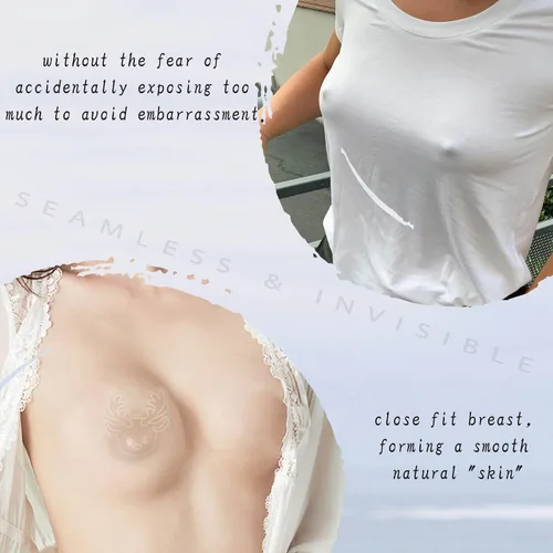 Vista 3 de EMOET Kit de cinta transparente para senos - Cinta de levantamiento de senos para senos grandes con 2 cubiertas para pezones y 10 cintas de moda