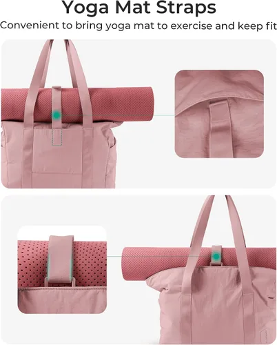 Vista 56 de BAGSMART Bolsa de mano para mujer con cremallera, bolsa de gimnasio con compartimentos, bolsa de trabajo para enfermera, baile, bolsa de yoga