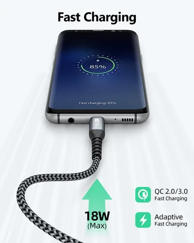 Vista 3 de SUNGUY Paquete de 3 cables USB C cortos de 6 pulgadas, 3 A USB A a USB C, cable de carga rápida, transferencia de datos, trenzado, compatible