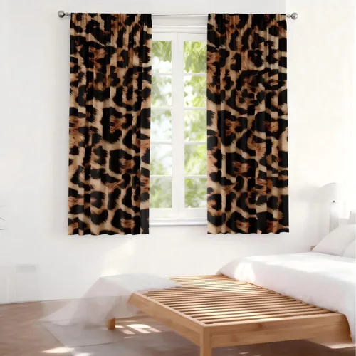 Vista 8 de Cortinas con estampado de leopardo de 42 pulgadas de ancho x 63 pulgadas de alto, para sala de estar y dormitorio, decoración de guepardo