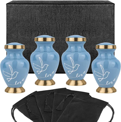 Vista 12 de Trupoint Memorials Urnas pequeñas para recuerdo de cenizas humanas, mini urna de cremación decorativa para hombres y mujeres adultos, juego de 4