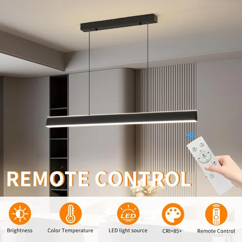 Vista 7 de Lámpara de araña moderna, lámpara colgante LED de 39 pulgadas con control remoto de 3000 a 6500 K, temperatura de color ajustable, lámpara