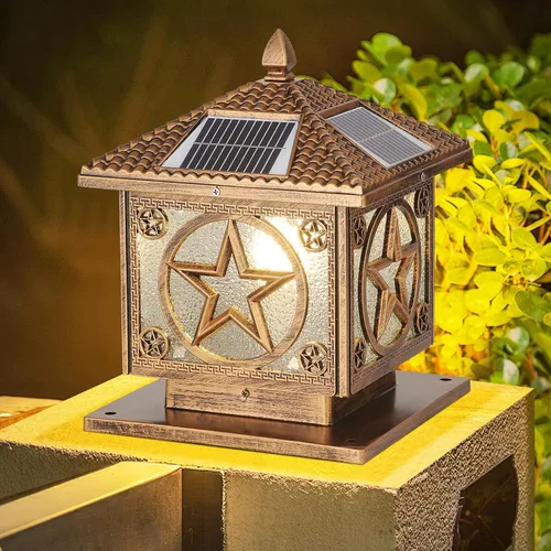 Vista 10 de SLAWA Farol de Iluminación Solar de 9.8 Pulgadas para Exteriores, Luz para Tapas de Postes con Lámpara de Columna LED Alimentada por Energía Solar