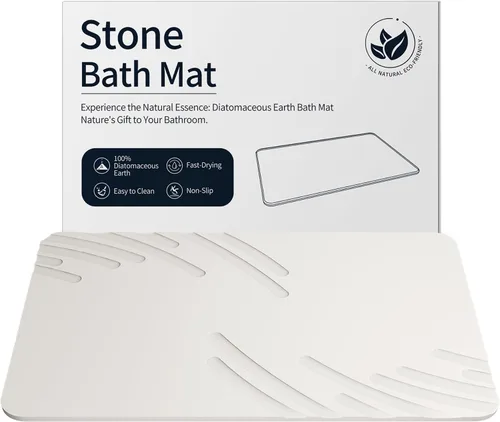 Vista 7 de ZIKIBL Stone Bath Mat Diatomaceous Earth Shower Mat Non-Slip Super Absorbent Diatomite Stone Mats for Bathroom Floor Quick-Drying Easy to Clean
