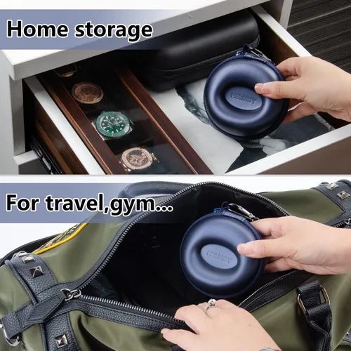 Vista 6 de HELMDY Reloj de viaje para hombres caja de almacenamiento portátil de un solo reloj caja de viaje 1 ranura - Se adapta a todos los relojes