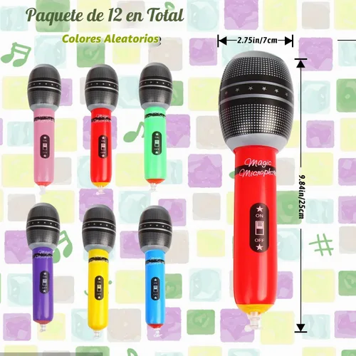 Vista 2 de CCINEE Paquete de 12 micrófonos inflables, micrófono inflable gigante de 9.4 pulgadas, accesorios de micrófono inflable para conciertos musicales
