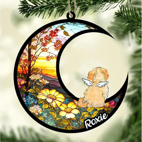 Vista 869 de LOVELYPOD Adorno de Navidad personalizado para perro Basset Hound (marrón) Basset Hound (marrón) adorno para atrapasoles de perro, razas de perros