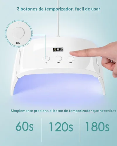 Vista 7 de Lámpara de uñas LED UV espaciosa secadora de luz de curado plegable para esmalte de uñas de gel (lámpara blanca pro)