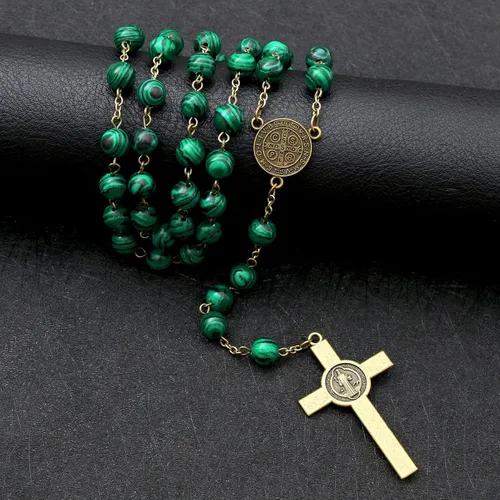 Vista 60 de KOMI Rosario de cuentas católicas para mujer, collar de cuentas de rosario con cruz de crucifijo, perlas de cristal, rosario, rosarios, católicos