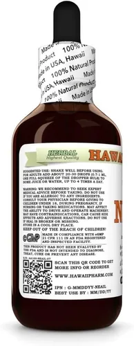 Vista 4 de Extracto líquido sin alcohol de Neem, suplemento herbario natural de glicerita de hoja seca de neem orgánico (Azadirachta Indica), Hawaii Pharm, EE.