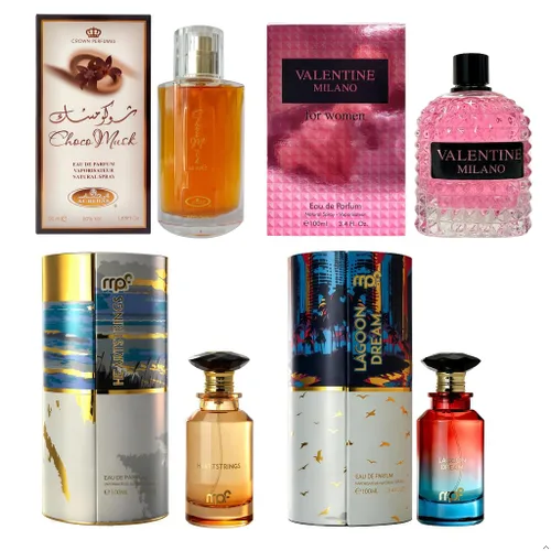 Vista 37 de AFLUXE Set de perfume para mujer, 4 piezas, colección Eau De Parfum de larga duración, almizcle Choco/Milano Mujer/6pm Rosa/7AM Fresh