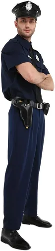 Vista 2 de Haikyuu - Uniforme de policía de manga corta para hombre, disfraz de Halloween con gorra