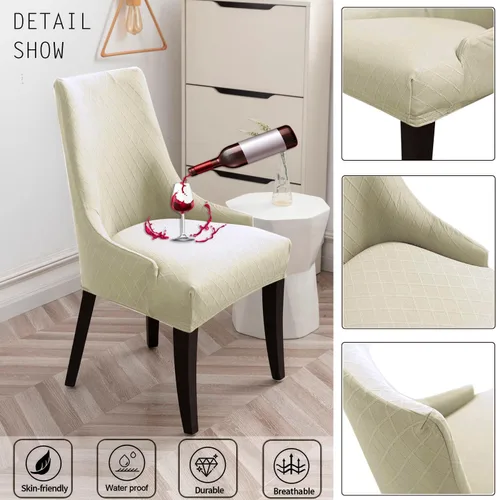 Vista 6 de KELUINA - Fundas elásticas para silla con respaldo de alas geométricas rómbicas – Funda protectora reutilizable para silla de brazos, fundas