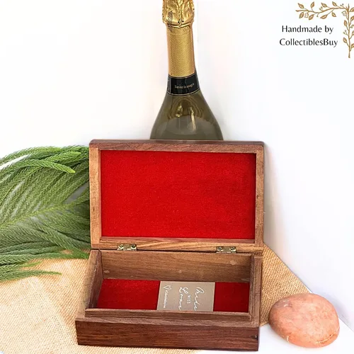 Vista 7 de collectiblesBuy Caja de madera hecha a mano con tapa con bisagras, recuerdo marrón, joyería sin terminar y manualidades, caja de almacenamiento