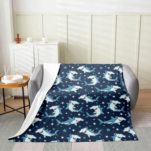 Vista 3 de Erosebridal Hammerhead Shark Flannel Blanket 40x50 Marine Life Fuzzy Plush Throw for Sofa Couch Hammerhead Shark Lover Gifts Ocean Sealife Fleece