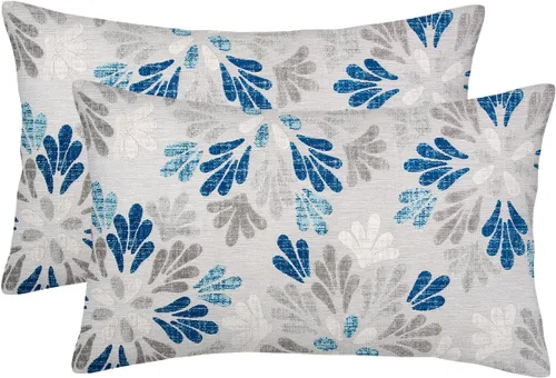 Vista 21 de Juego de 2 fundas de almohada negras y grises de 40 x 40 cm, geométricas, florales, decorativas para exteriores, fundas de almohada estilo granja