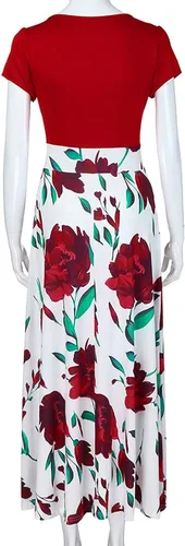 Vista 4 de ZEFOTIM Maxi Dress for Women,Summer Fashion Floral Print Bodycon Dress Casual Short Sleeve Crewneck Party Beach Dress