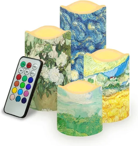 Vista 32 de Ystardream Velas sin llama de hojas tropicales con control remoto que funcionan con pilas, velas LED realistas con control remoto y temporizador
