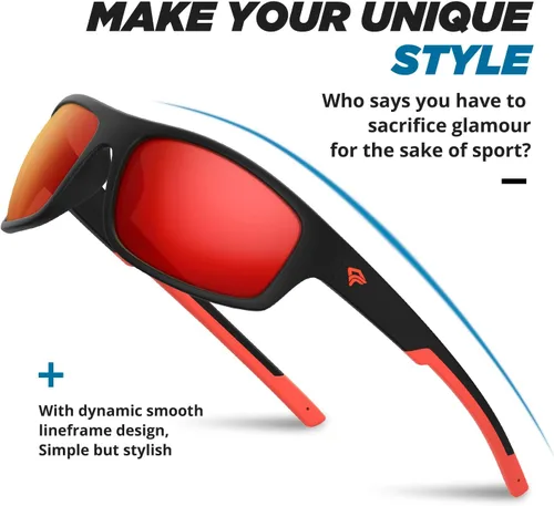 Vista 3 de TOREGE Gafas de sol polarizadas deportivas para hombres y mujeres marco duradero ciclismo correr conducir pesca senderismo gafas TR19