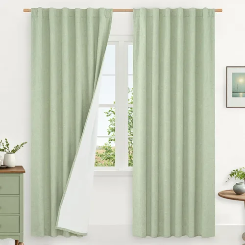 Vista 182 de LAMIT Cortinas opacas cortas de lino de 30 pulgadas para ventanas de cocina sobre el fregadero, cortinas de café texturizadas de lino marfil