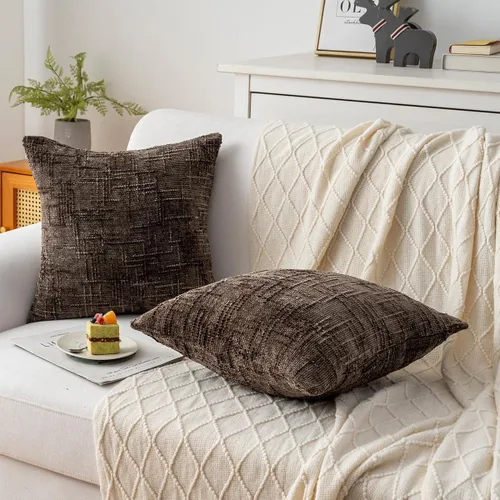 Vista 6 de Juego de 2 fundas de almohada decorativas de 22 x 22 pulgadas, almohadas de felpilla suave y sólida para sofá, cama, sala de estar, decoración
