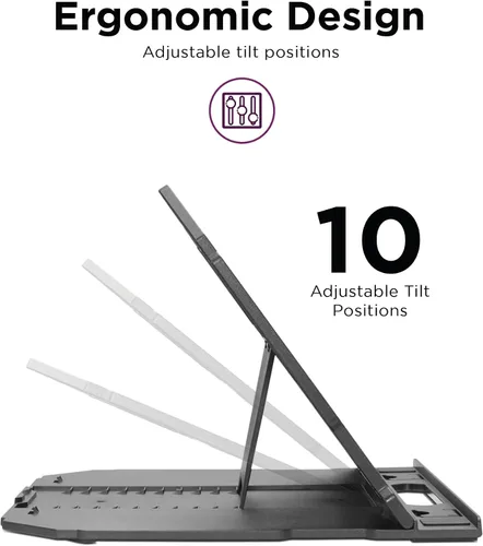 Vista 6 de Lenovo Soporte para laptop 2 en 1: ajustable, portátil, plegable, ergonómico, antideslizante, compatible con portátiles de hasta 15 pulgadas