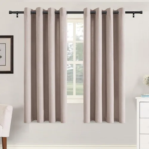 Vista 38 de H.VERSAILTEX Cortinas de cocina texturizadas de lino natural con ojales de 45 pulgadas de largo, lino sintético grueso para oscurecer la habitación