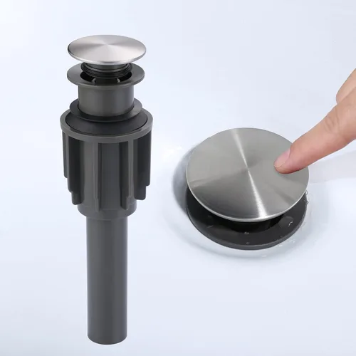Vista 11 de ARCORA - Drenaje de lavabo con desbordamiento, tapón de lavabo de baño con varilla de elevación, drenaje mate negro para lavabo de recipiente