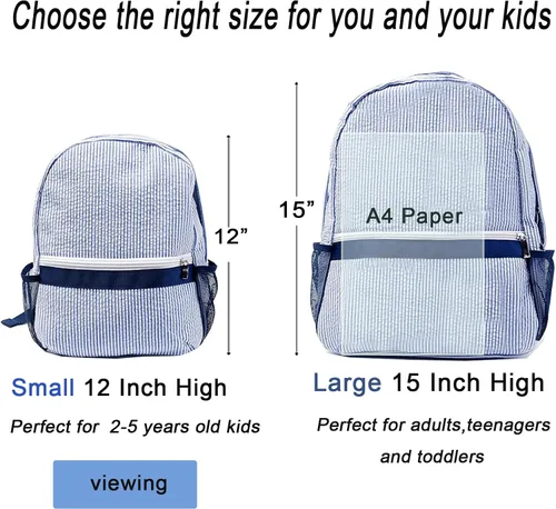 Vista 2 de Mochila para niños pequeños, mochila de Seersucker Preppy, mochila clásica para niños, mochila escolar para preescolar y jardín de infantes