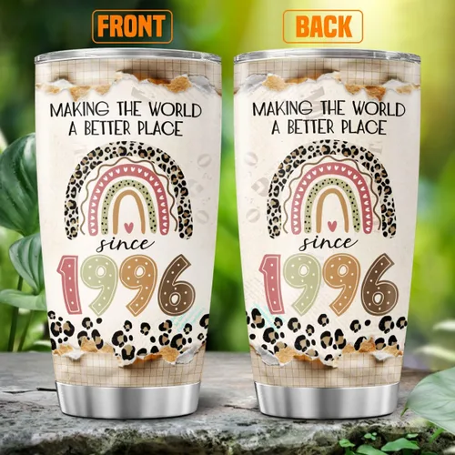 Vista 2 de Making The World A Better Place Since 1996 - Vaso de acero inoxidable de 20 onzas, regalo de cumpleaños para mujeres, regalo de cumpleaños para 30
