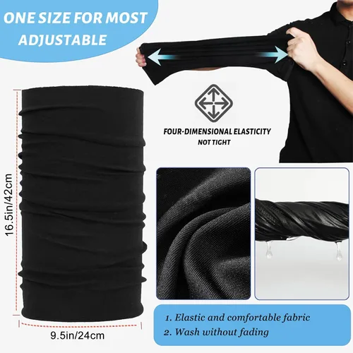 Vista 3 de Polainas de cuello para hombres, bandanas pasamontañas, máscara de media cara, máscara de esquí negra resistente al viento